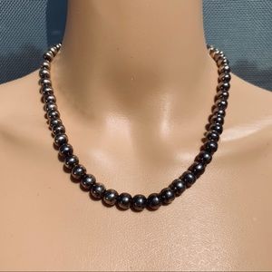 18 inch silver toned beaded-ball link necklace.